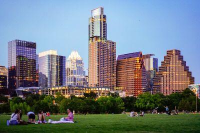 Skyline vanuit Zilker Park